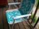 Vintage Aluminum Folding Macrame Lawn Patio Outdoor Chair Turquoise Butterfly Post-1950 photo 4