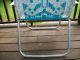 Vintage Aluminum Folding Macrame Lawn Patio Outdoor Chair Turquoise Butterfly Post-1950 photo 6