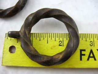 (7) Antique Vintage Twisted Wrought Iron Tudor Art Deco Curtain Rod Rings photo