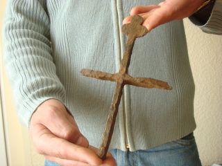 Huge Hand Forged Iron Roman/ Byzanyne/ Medieval Cross - Metal Detector Find photo