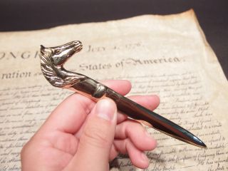 Vintage Antique Style Brass Horse Letter Opener Equestrian Desk Collectible photo