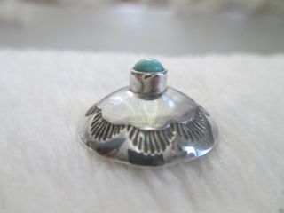 Antique Pre 1940 Navajo Turquoise Sterling Silver Button 3/4 