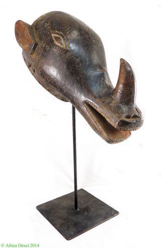Guro Rhino Mask Custom Stand Cote D ' Ivoire Africa Was $590 photo