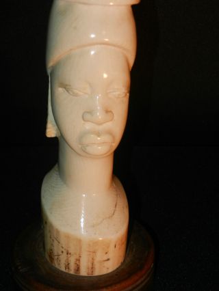 Antique Large Circa 1900 African Female On Wooden Base photo