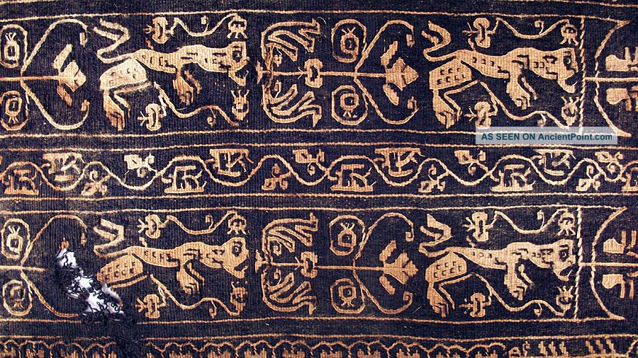Coptic Textile Fragment - Double Band With Griffins - Late Antique Egyptian Egyptian photo