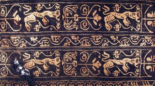 Coptic Textile Fragment - Double Band With Griffins - Late Antique Egyptian photo