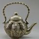Old Chinese Handwork Tibet Silver Carved Flower Fish Tea Pot Teapots photo 3