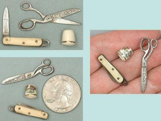 Antique Miniature Doll ' S Sewing Tools English 19th Century photo