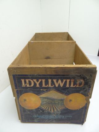 Vintage Wood Advertising Fruit Citrus Orange Idyllwild Victoria Advertising Box photo