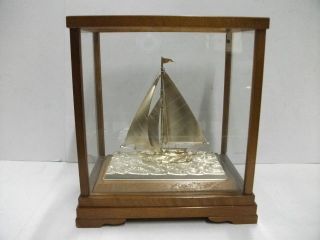 The Sailboat Of Silver950 Of The Most Wonderful Japan.  A Japanese Antique. photo
