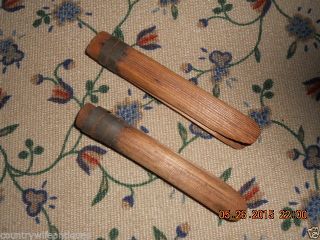 Two Matching 18th To Early 19th Century Clothing Pins Southern Pine W Tin Wrap photo