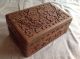 Antique Hand Carved Wood Jewelry Box Boxes photo 4