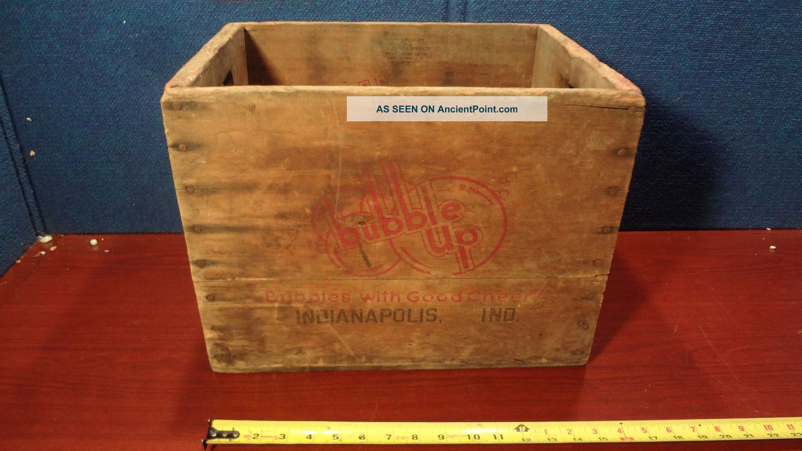 Antique Advertising Bubble Up Soda Wood Crate Indianapolis Wood Crate Boxes photo