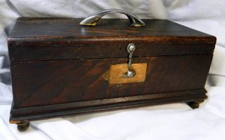 Vintage Handmade Wooden Box W/ Metal Handle,  Knob Feet,  For Fishing photo