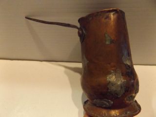 Crare Antique C1700s Copper Chocolate Pot Forged Cast Steel W Rivets Primitive photo
