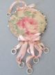 Antique Handmade Pink Rose Watered Silk Sewing Chatelaine W Pin Holder,  Ribbons Other Antique Sewing photo 1