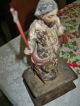 Antique Colonial Carved Wood Santo Image Of Jesus With Wood Base Latin American photo 3