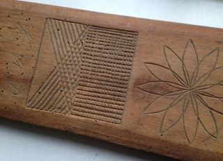 Antique Swedish Handcarved Mangle Board And Rolling Pin - Dated 1852 photo