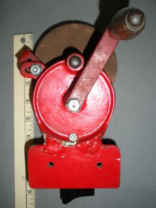 Vintage Hand Crank Grinding Wheel Sharpening Stone Bench Clamp Stone Grinder photo