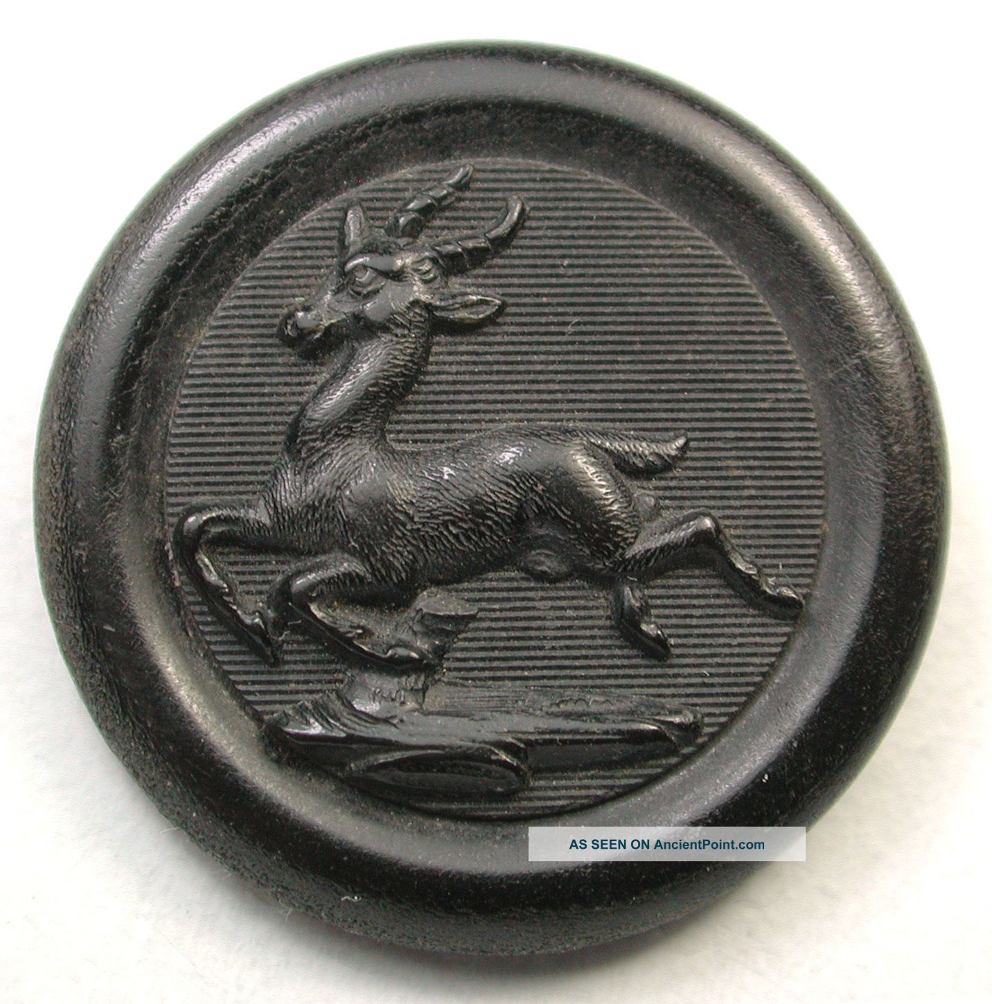 Antique Molded Horn Button Running Antelope Design Buttons photo