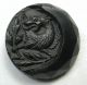 Medium Antique Black Glass Button Dragon Design W/ Faceted Crescent Moon Buttons photo 1