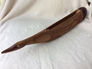 Antique Hand Carved Wooden Musical Instrument Stained Bird Duck Tribal Native photo