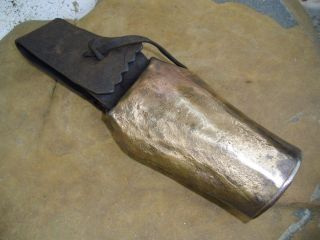 Antique Large Handmade Large Cow Bull Bell With Leather Strap Clapper photo