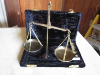 Brass Balance Scale /gram & Penny Weights,  Velvet Fold Up Case Made In India photo