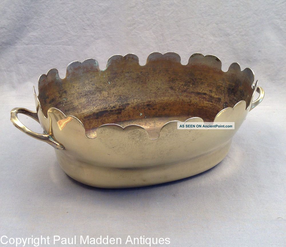 Antique 18th C.  Brass French Virriere Wine Rinser Bowl Metalware photo
