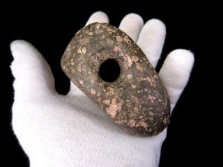 Well Preserved Neolithic Stone Axe Head W/hole,  Intact And As Found, photo