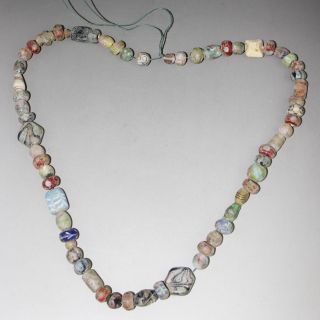Ancient Chinese Peking Glass Carved Bead Necklace Long 36cm photo