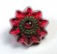 Antique Charmstring Button Cranberry W Ome Brass Ring & White Band Accent Sw Bk Buttons photo 1