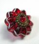 Antique Charmstring Button Cranberry W Ome Brass Ring & White Band Accent Sw Bk Buttons photo 2