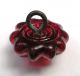 Antique Charmstring Button Cranberry W Ome Brass Ring & White Band Accent Sw Bk Buttons photo 3