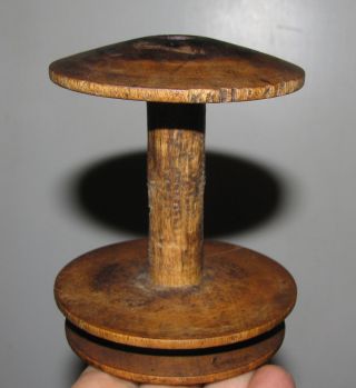 Antique Primitive Spinning Wheel ' S Flyer Spool Wood Lithuania Europe 1800 Signed photo
