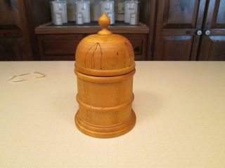 Turned Wooden Box,  Maple,  Inscribed,  Well Executed photo