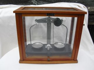 Vintage Mid Century Griffin & George Laboratory Chaindial Scales,  Cased photo
