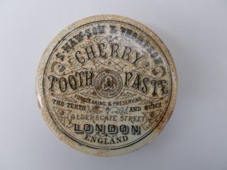 1870s Victorian S Maw Son & Thompson Cherry Tooth Paste Ceramic Pot/jar London photo