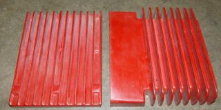 2 Vintage Industrial Wood Patterns Ribbed Cooling Fins Foundry Casting Molds photo