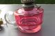 Antique/vintage Faceted Cranberry Glass Handheld Oil Lamp With Chimney 20th Century photo 4