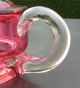 Antique/vintage Faceted Cranberry Glass Handheld Oil Lamp With Chimney 20th Century photo 8