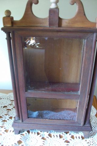 Antique Small Wood And Glass Curio Display Cabinet.  Just photo