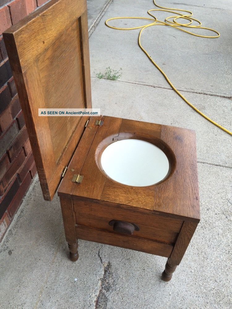 Antique Chamber Pot Chair Antique Furniture Antique Chamber Pot Wooden Chair Vintage Commode Potty Toilet Box Primitive Oak - Antique Chamber Pot - Antique Chamber Pot Chair Antique Furniture