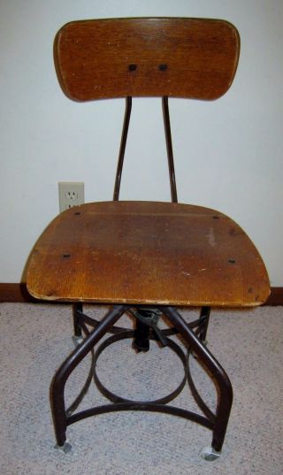 Vintage Toledo Industrial / Uhl Industrial Chair For Drafting Or Assembly photo