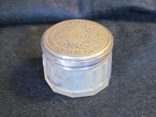 Antique Art Nouveau Powder Jar With Sterling Silver Lid photo