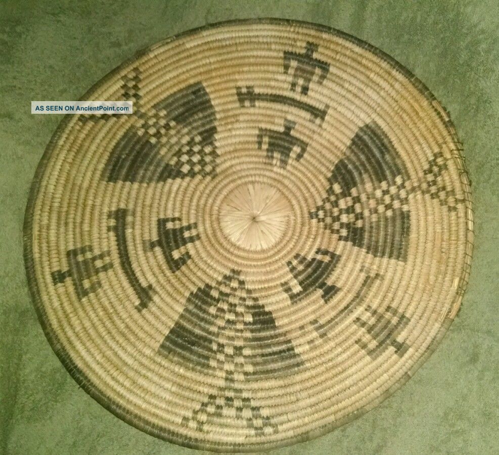 Antique Indian Wicker Woven Basket Tray 15 1/2 
