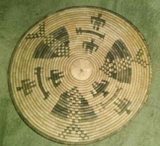 Antique Indian Wicker Woven Basket Tray 15 1/2 