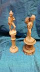 Two Antique Carved Figures - Tyrolean - 1 Needle Case & 1 Spool - Circa 1890 Needles & Cases photo 2