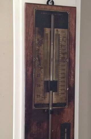 Antique Vintage Wood Barometer Brass Trim W.  M.  Welch Scientific Chicago,  Ill photo
