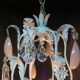 Lg Vintage Italian Tole/crystal Chandelier W Pink Rock Crystal Prisms - 7 Lights Chandeliers, Fixtures, Sconces photo 9
